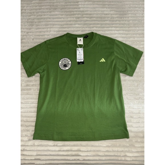 Adidas x Farm Rio Tropical Club T-Shirt Green Womens L Crew Neck Graphic JD6292 - Picture 2 of 10